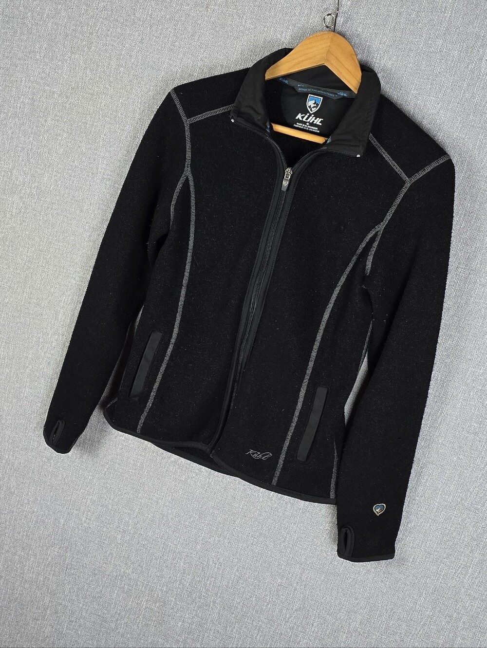 KUHL Alfpaca Fleece Sweater Jacket Black Womems Sz S